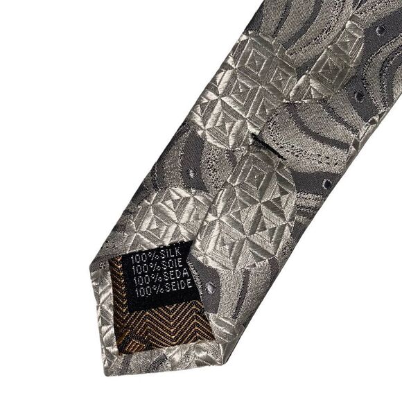 STEVENLAND Mens Geometric Silk Tie - Picture 4 of 5